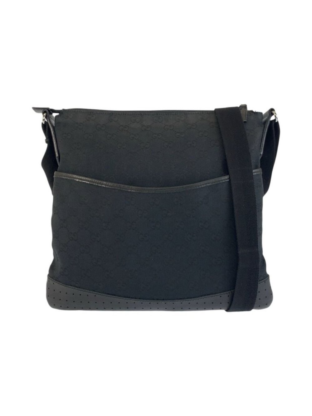Gucci Black GG Canvas Leather Shoulder Bag Pochette